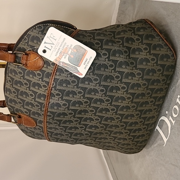 DIOR VINTAGE 70S/80S ULTRA RARE TROTTER COATED CANVAS/LEATHER TOTE/BOWLING BAG - Picture 5 of 17